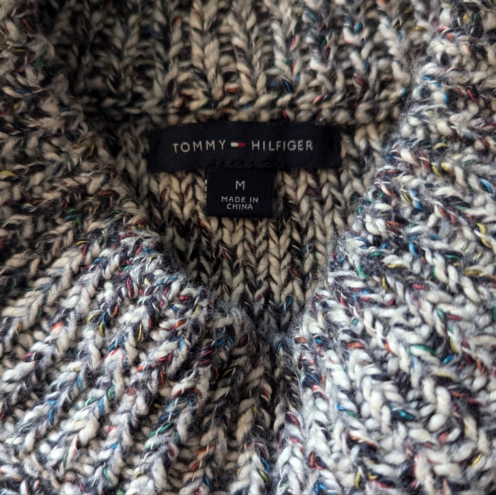 Tommy Hilfiger Cable Knit Sweater Multicolor Marled Women's Medium Mock neck - Picture 6 of 8
